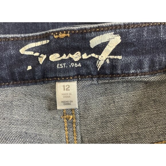 Seven7 Jeans Womens Size 12 Blue Dark Wash High Rise Skinny Stretch Five Pocket - Picture 6 of 8